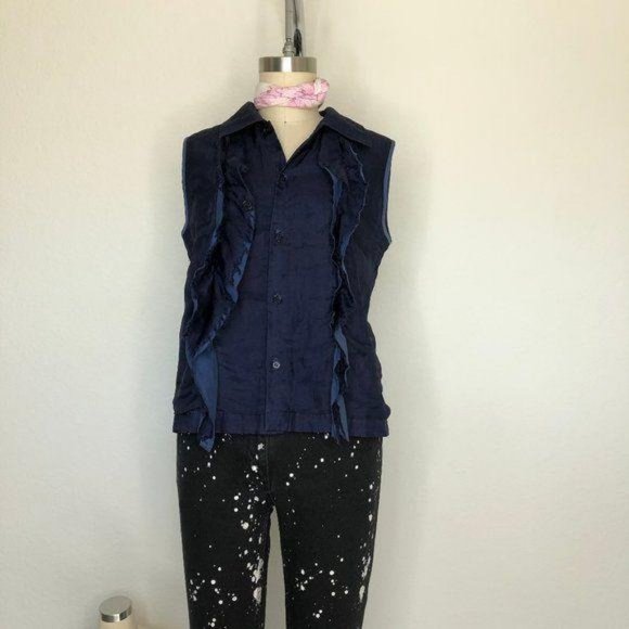 VTG Comme Des Garcons Tricot Layered Silk Ruffle Vest